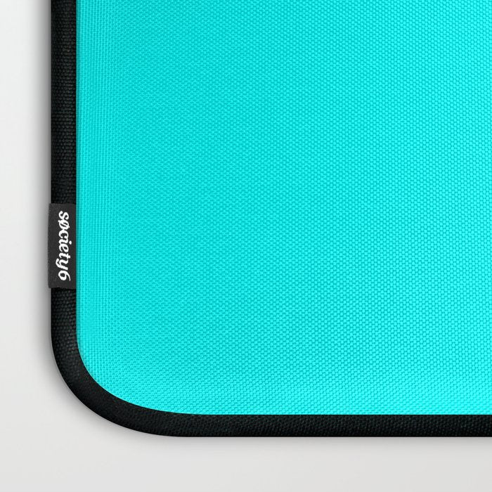 AQUA CYAN Solid Color Plain Neon Blue Shade  Laptop Sleeve Gallery Image 3