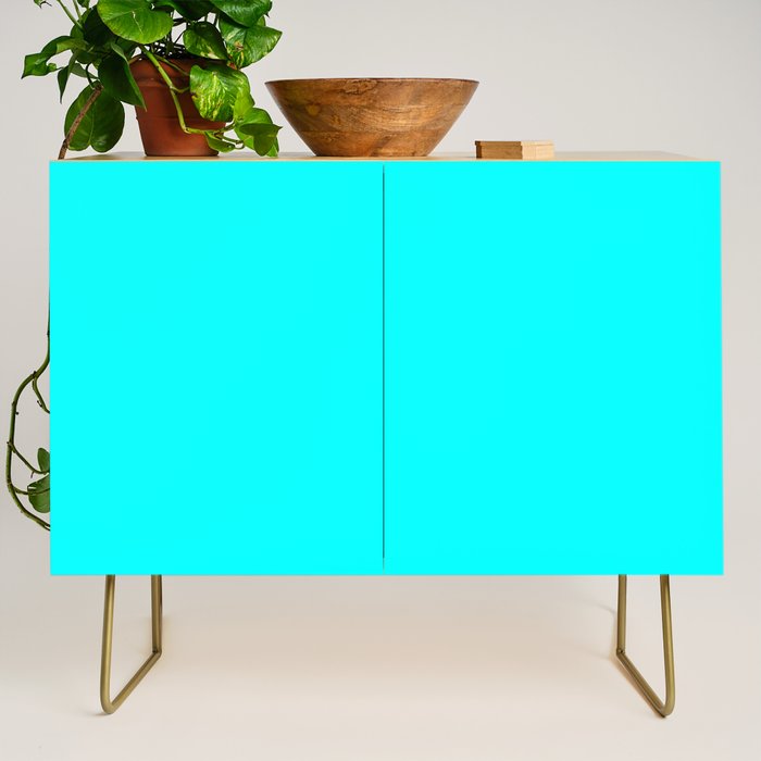 AQUA CYAN Solid Color Plain Neon Blue Shade  Credenza Gallery Image 1
