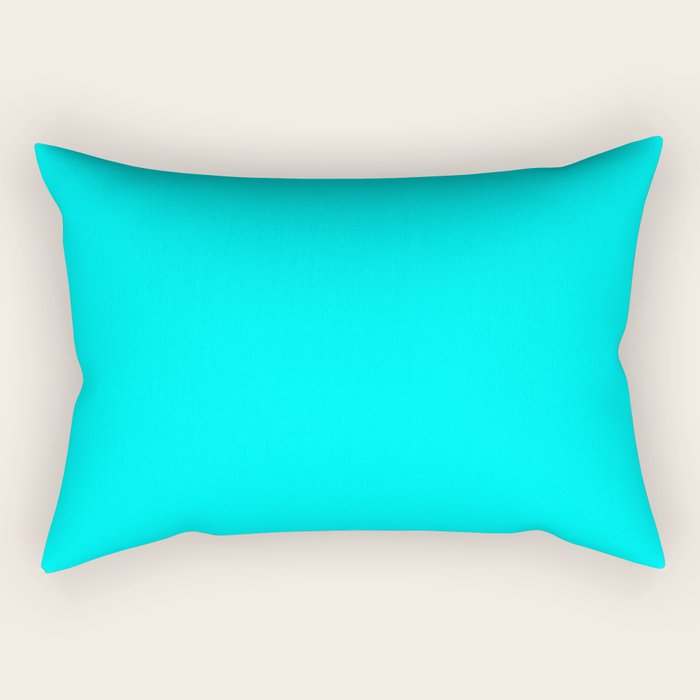AQUA CYAN Solid Color Plain Neon Blue Shade  Rectangular Pillow Gallery Image 2