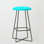 AQUA CYAN Solid Color Plain Neon Blue Shade  Stool Gallery Image 1