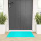 AQUA CYAN Solid Color Plain Neon Blue Shade  Welcome Mat Gallery Image 3