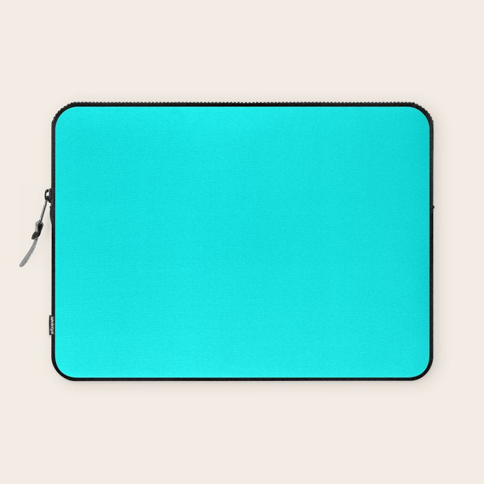 AQUA CYAN Solid Color Plain Neon Blue Shade  Laptop Sleeve Gallery Image 1