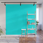 AQUA CYAN Solid Color Plain Neon Blue Shade  Wall Mural Gallery Image 1