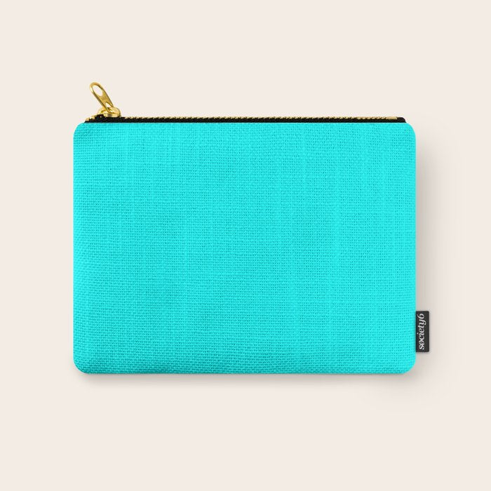 AQUA CYAN Solid Color Plain Neon Blue Shade  Carry All Pouch Gallery Image 1