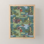 Vintage Pin-Up Girl Frogs Mini Art Print Gallery Image 1