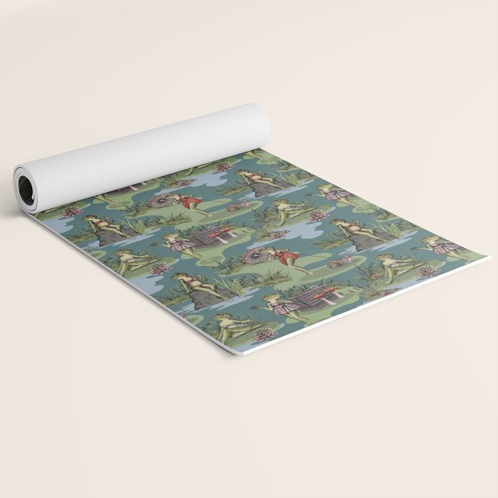Vintage Pin-Up Girl Frogs Yoga Mat Gallery Image 2