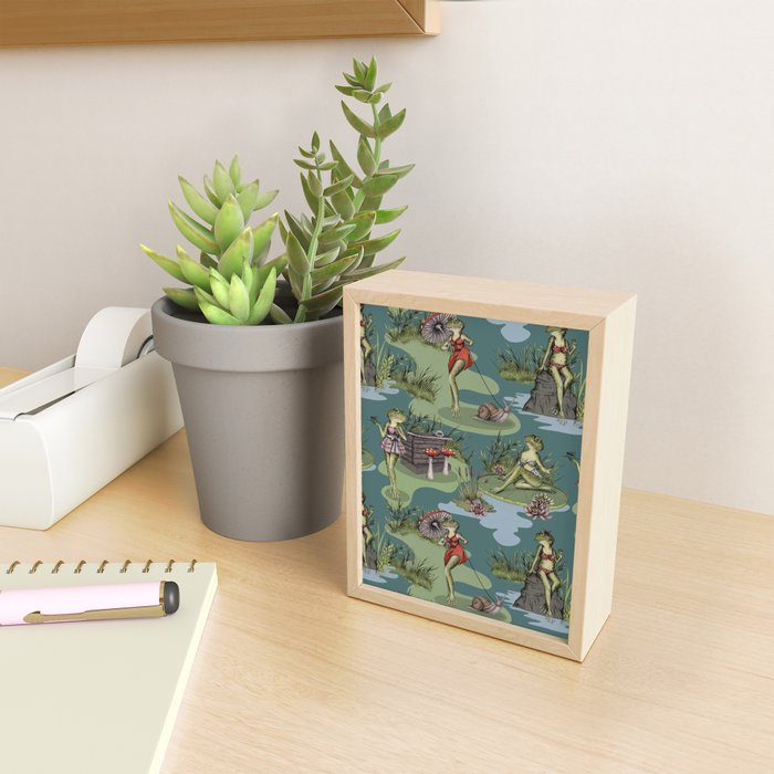 Vintage Pin-Up Girl Frogs Mini Art Print Gallery Image 2