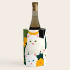 Cats Meetup, Pet Animals Cute Kittens Fall Garden, Halloween Illustration Autumn Quirky Whimsical Painting, Bohemian  Wine Chiller Gallery Image 2