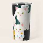 Cats Meetup, Pet Animals Cute Kittens Fall Garden, Halloween Illustration Autumn Quirky Whimsical Painting, Bohemian  Travel Mug Gallery Image 1