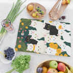 Cats Meetup, Pet Animals Cute Kittens Fall Garden, Halloween Illustration Autumn Quirky Whimsical Painting, Bohemian  Cutting Board Gallery Image 2