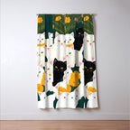 Cats Meetup, Pet Animals Cute Kittens Fall Garden, Halloween Illustration Autumn Quirky Whimsical Painting, Bohemian  Window Curtain Gallery Image 3