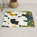 Cats Meetup, Pet Animals Cute Kittens Fall Garden, Halloween Illustration Autumn Quirky Whimsical Painting, Bohemian  Rug Gallery Image 1