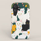 Cats Meetup, Pet Animals Cute Kittens Fall Garden, Halloween Illustration Autumn Quirky Whimsical Painting, Bohemian  iPhone Case Gallery Image 1