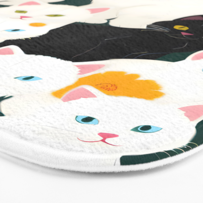 Cats Meetup, Pet Animals Cute Kittens Fall Garden, Halloween Illustration Autumn Quirky Whimsical Painting, Bohemian  Bath Mat Gallery Image 3