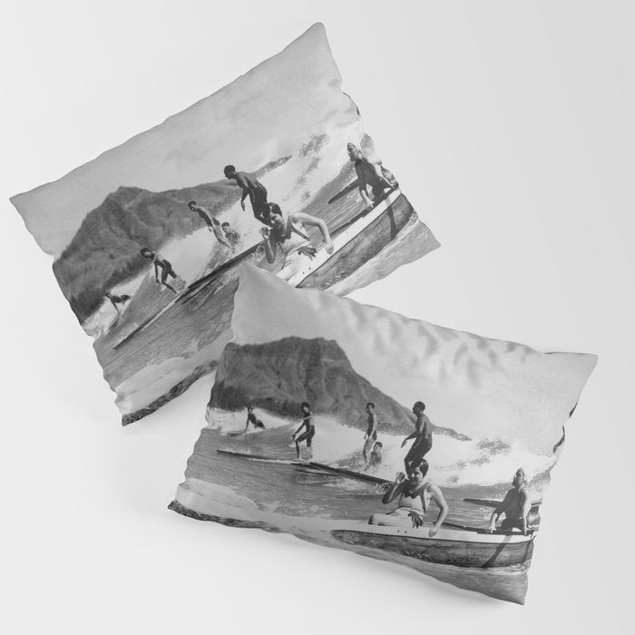 Vintage Surfing Hawaii Pillow Sham Gallery Image 1