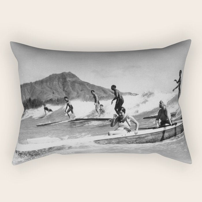 Vintage Surfing Hawaii Rectangular Pillow Gallery Image 2