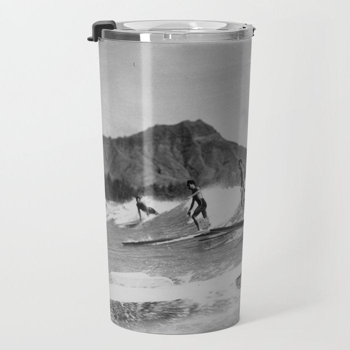Vintage Surfing Hawaii Travel Mug Gallery Image 3
