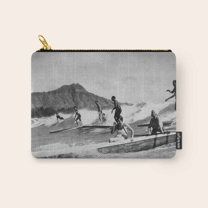 Vintage Surfing Hawaii Carry All Pouch Gallery Image 1
