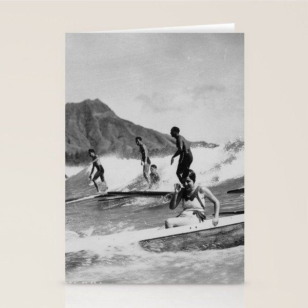 Vintage Surfing Hawaii Stationery Card Gallery Image 1