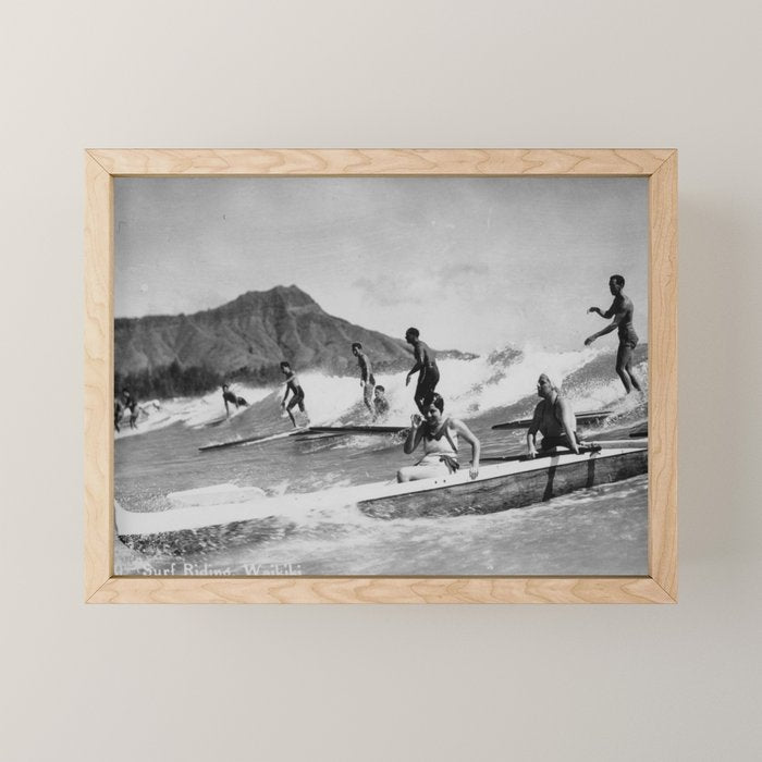 Vintage Surfing Hawaii Mini Art Print Gallery Image 1