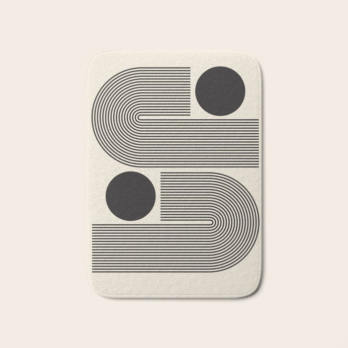 Abstraction_BLACK_LINE_DOT_POP_ART_Minimalism_004D Bath Mat Gallery Image 1