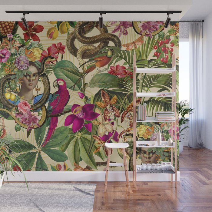 Snake Princess Tropical Jungle Vibes Multicolor  Wall Mural Gallery Image 1