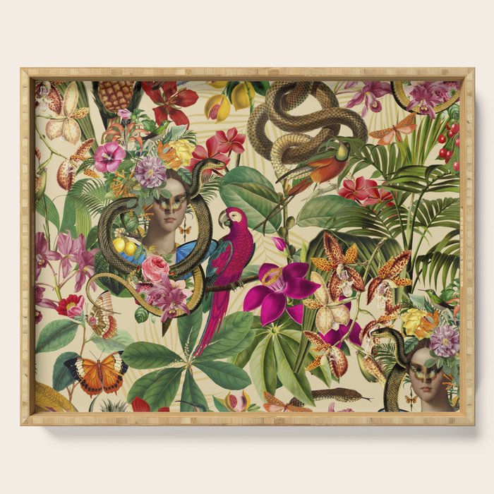 Snake Princess Tropical Jungle Vibes Multicolor  Serving Tray Gallery Image 1