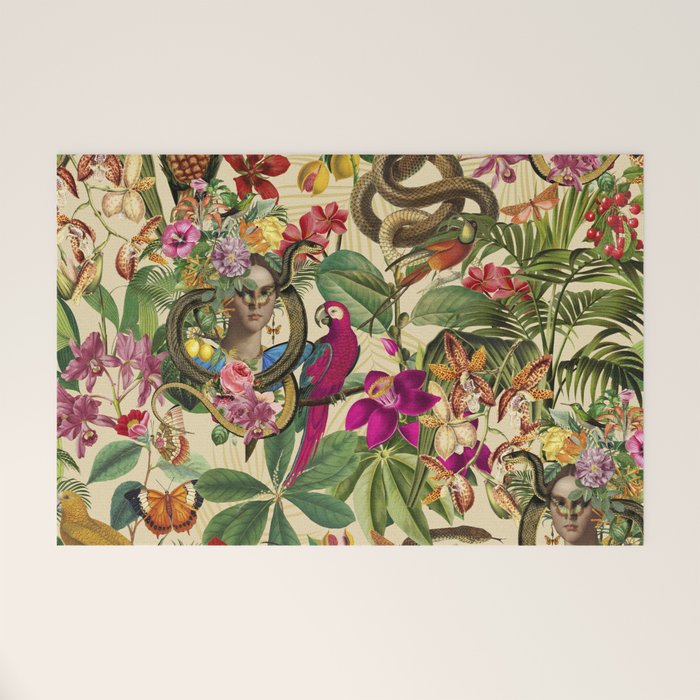 Snake Princess Tropical Jungle Vibes Multicolor  Welcome Mat Gallery Image 1