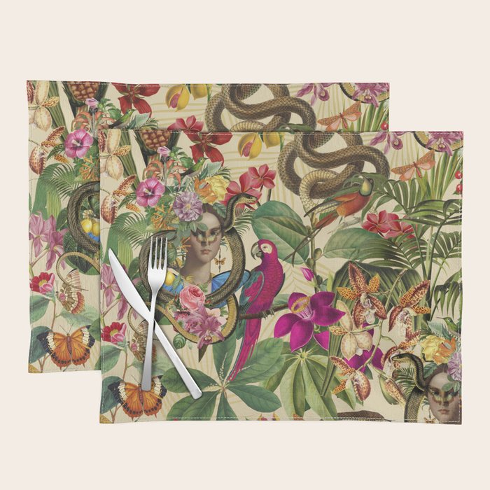 Snake Princess Tropical Jungle Vibes Multicolor  Placemat Gallery Image 1