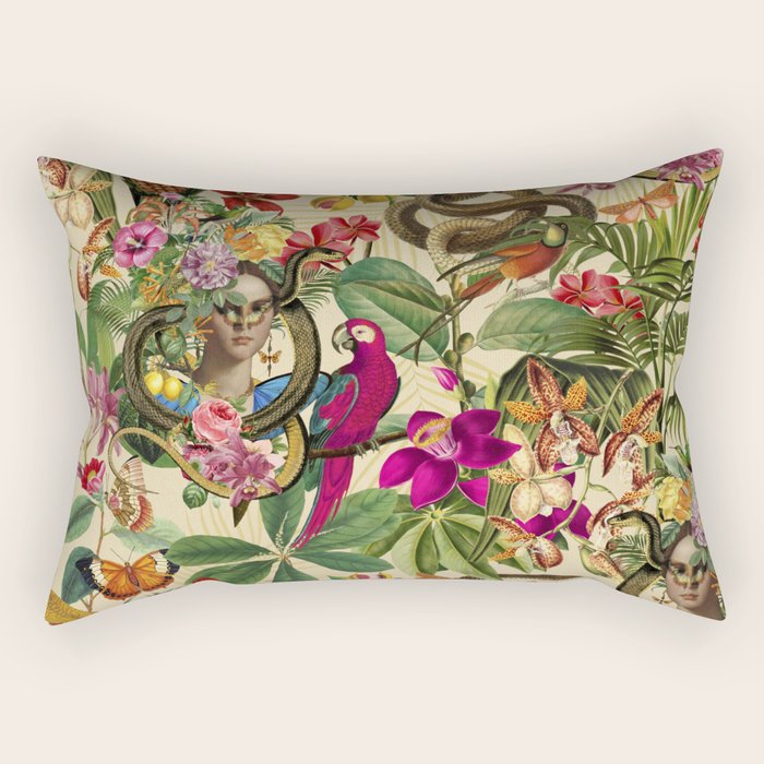 Snake Princess Tropical Jungle Vibes Multicolor  Rectangular Pillow Gallery Image 1