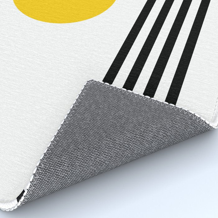 Midcentury Yellow Minimalist Sunset With Black Stripes Rug Gallery Image 4