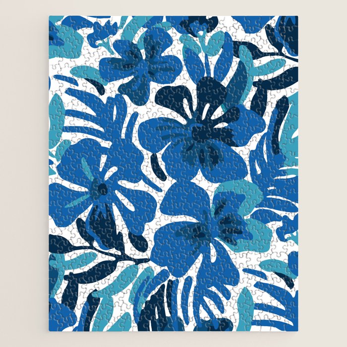 Tropical watercolor flower nature art pattern Jigsaw Puzzle Gallery Image 1