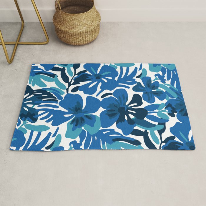 Tropical watercolor flower nature art pattern Rug Gallery Image 1