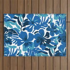 Tropical watercolor flower nature art pattern Outdoor Rug Gallery Image 1