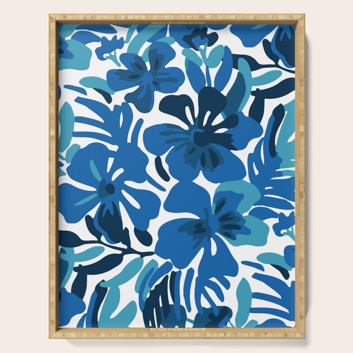 Tropical watercolor flower nature art pattern Serving Tray Gallery Image 1