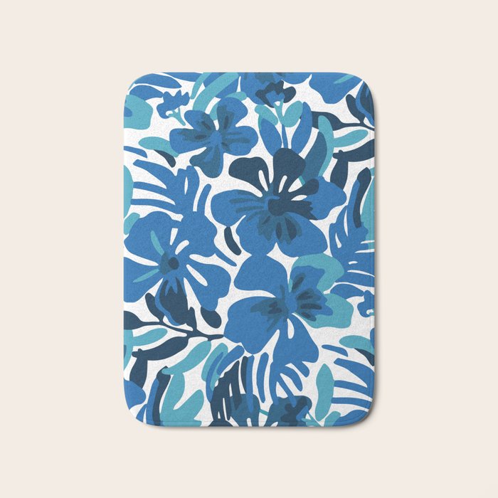 Tropical watercolor flower nature art pattern Bath Mat Gallery Image 1