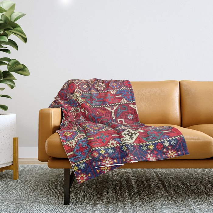 Armenian Vintage Rug Print Throw Blanket Gallery Image 1