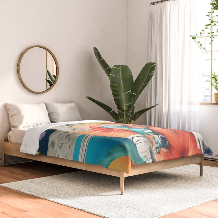 The Outsider Syndrome, Astronaut Space Travel Galaxy Surrealism, Individuality Blush Photography Plants Mars Moon Eclectic Concept Comforter Gallery Image 2