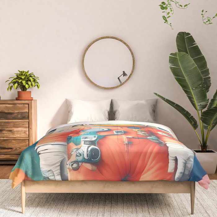 The Outsider Syndrome, Astronaut Space Travel Galaxy Surrealism, Individuality Blush Photography Plants Mars Moon Eclectic Concept Comforter Gallery Image 3