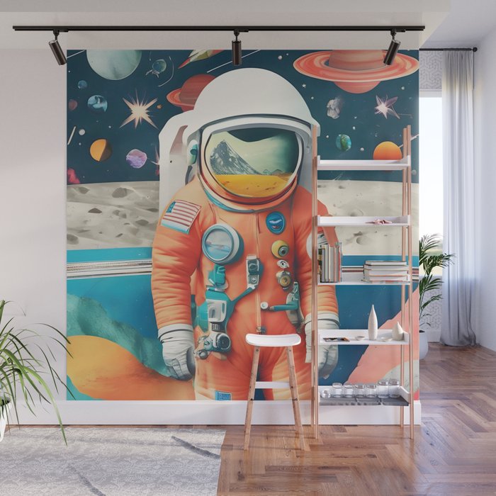 The Outsider Syndrome, Astronaut Space Travel Galaxy Surrealism, Individuality Blush Photography Plants Mars Moon Eclectic Concept Wall Mural Gallery Image 1