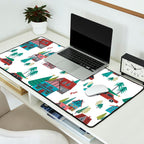 Skiing Winter Village Desk Mat Gallery Image 2