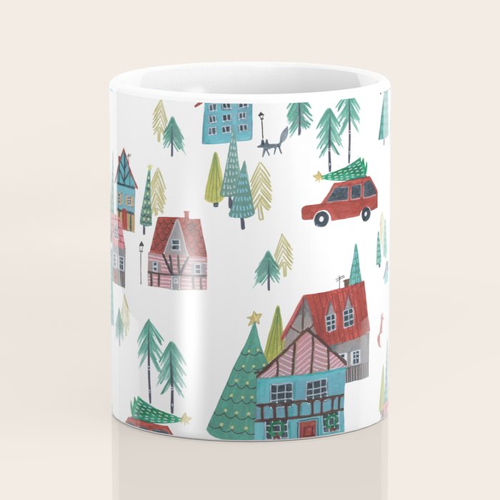 Skiing Winter Village Coffee Mug Gallery Image 4