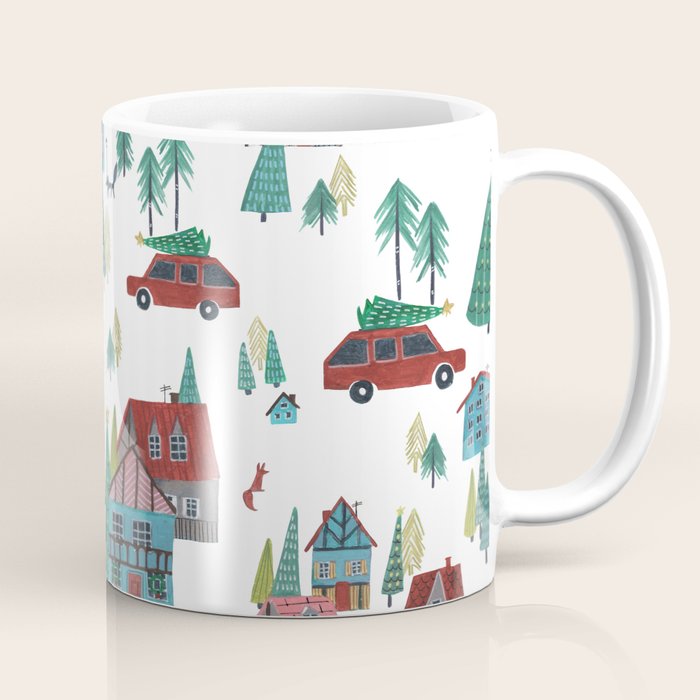Skiing Winter Village Coffee Mug Gallery Image 1