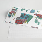 Skiing Winter Village Wrapping Paper Gallery Image 2