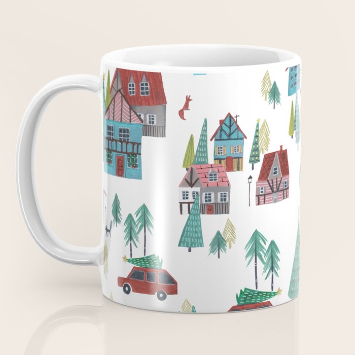 Skiing Winter Village Coffee Mug Gallery Image 3