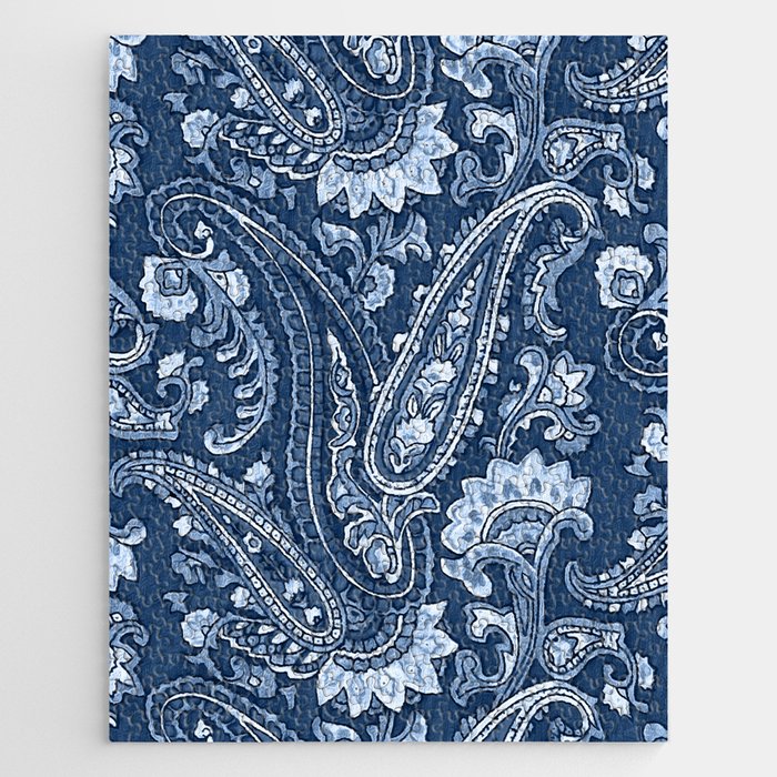 Blue indigo paisley Jigsaw Puzzle Gallery Image 1
