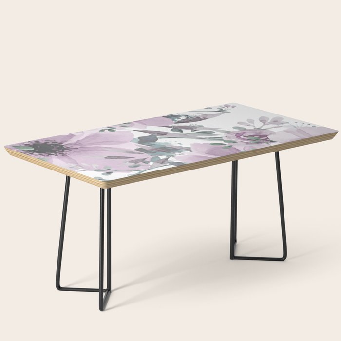 Floral Watercolor, Purple and Gray Coffee Table Gallery Image 1