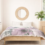 Floral Watercolor, Purple and Gray Duvet Cover Gallery Image 3