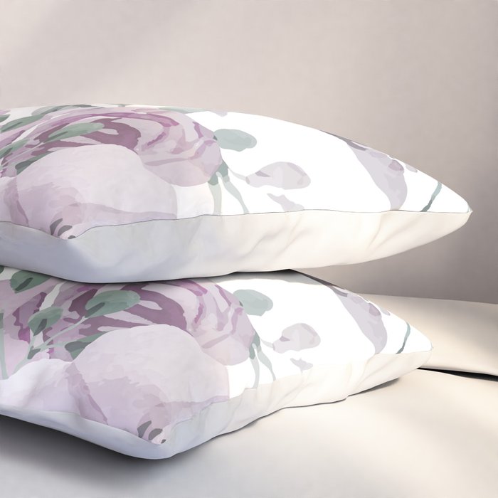 Floral Watercolor, Purple and Gray Pillow Sham Gallery Image 3