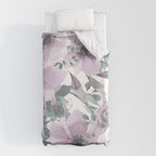 Floral Watercolor, Purple and Gray Duvet Cover Gallery Image 10